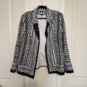 Tan Jay Business Casual Jacket Black & White Silky, white lining, Large or XL